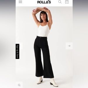 Rolla’s Wide Leg High Rise Black Denim Jeans